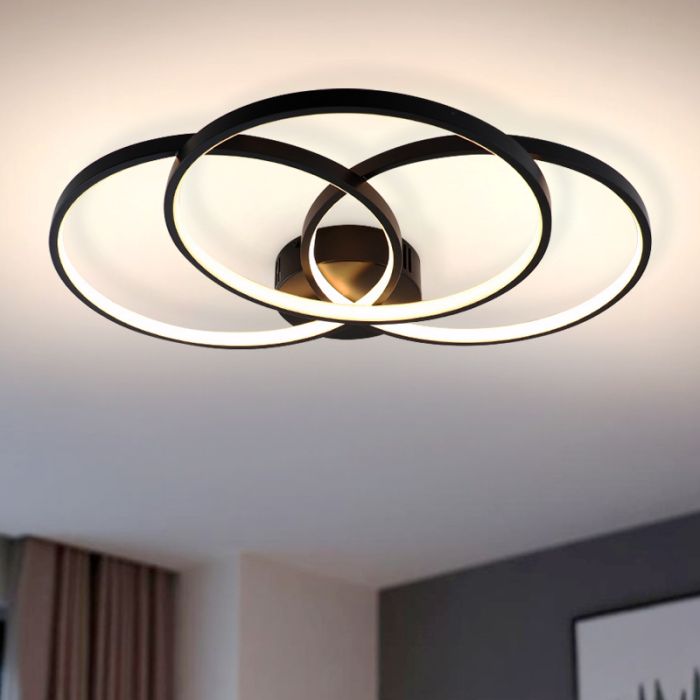 Design flush ceiling light black, Giorgio, 42W, 3000K LED