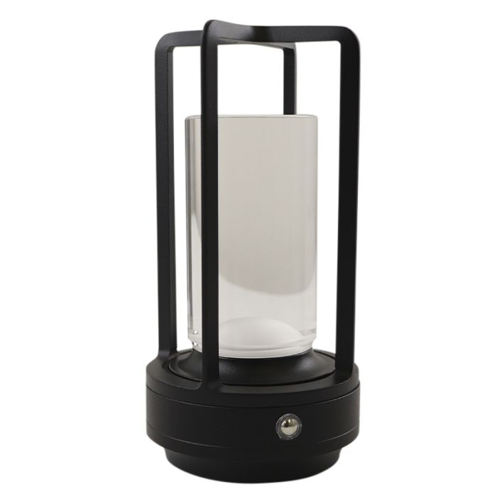 Modern rechargeable table lamp black, Elian, 3W, warm to cold white adjustable LED, with switch