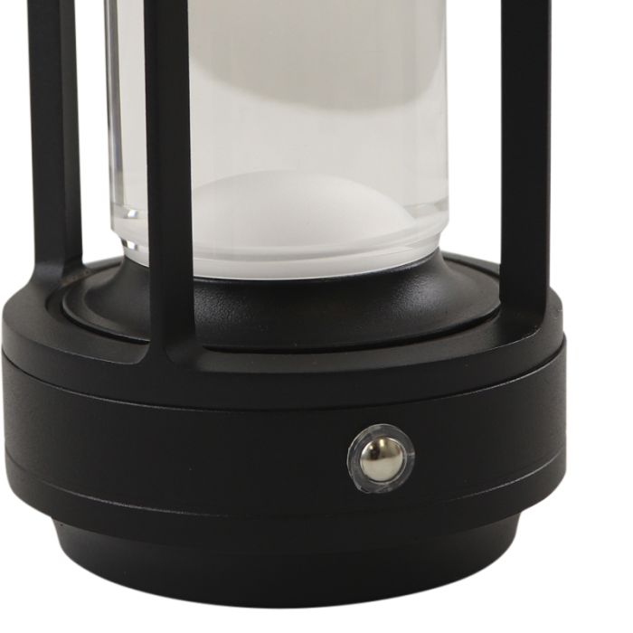 Modern rechargeable table lamp black, Elian, 3W, warm to cold white adjustable LED, with switch