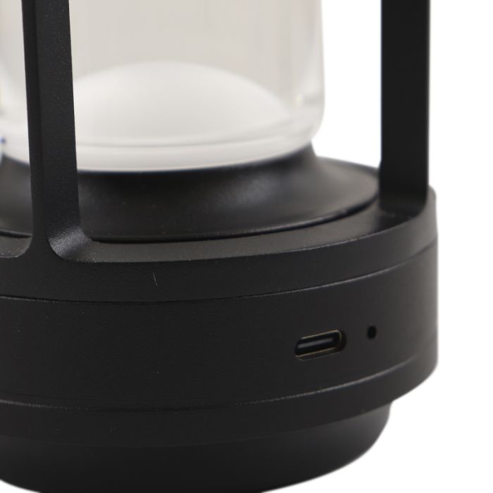 Modern rechargeable table lamp black, Elian, 3W, warm to cold white adjustable LED, with switch
