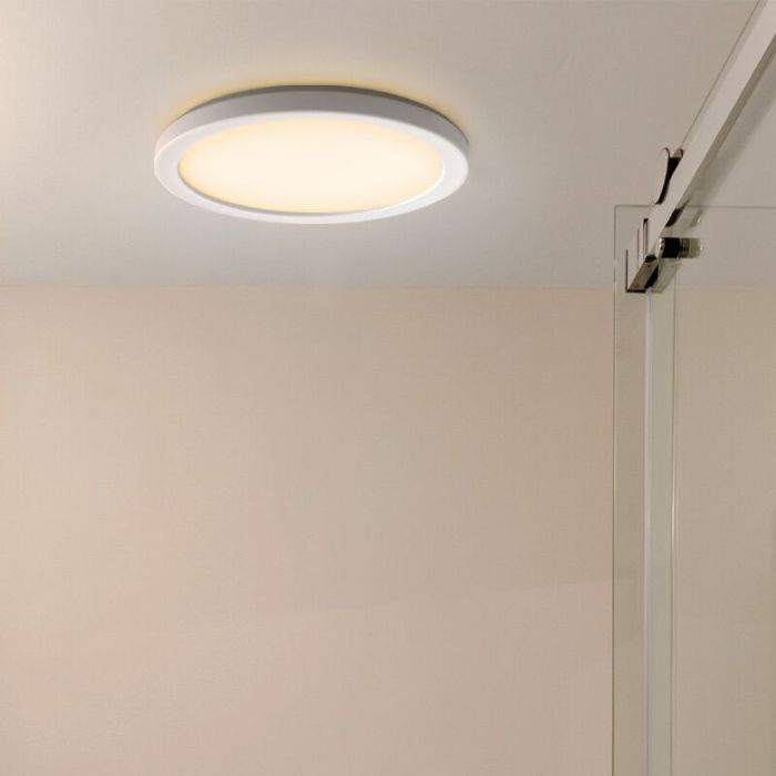 Plastic bathroom ceiling light white, Shivani, 15W, 3000K LED, IP44