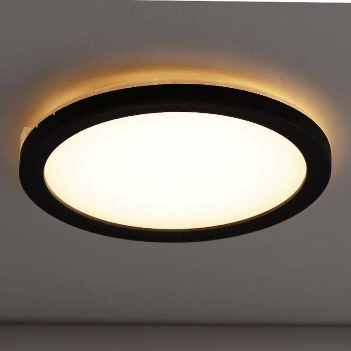 Plastic bathroom ceiling light black, Shivani, 8W, 3000K LED, IP44