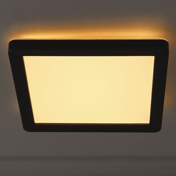 Plastic bathroom ceiling light black, Shivani, 15W, 3000K LED, IP44