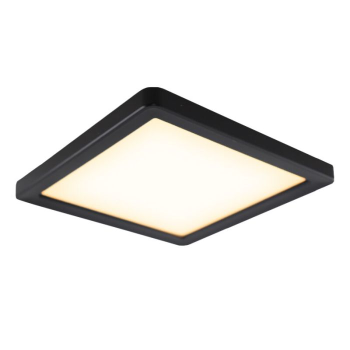 Plastic bathroom ceiling light black, Shivani, 15W, 3000K LED, IP44