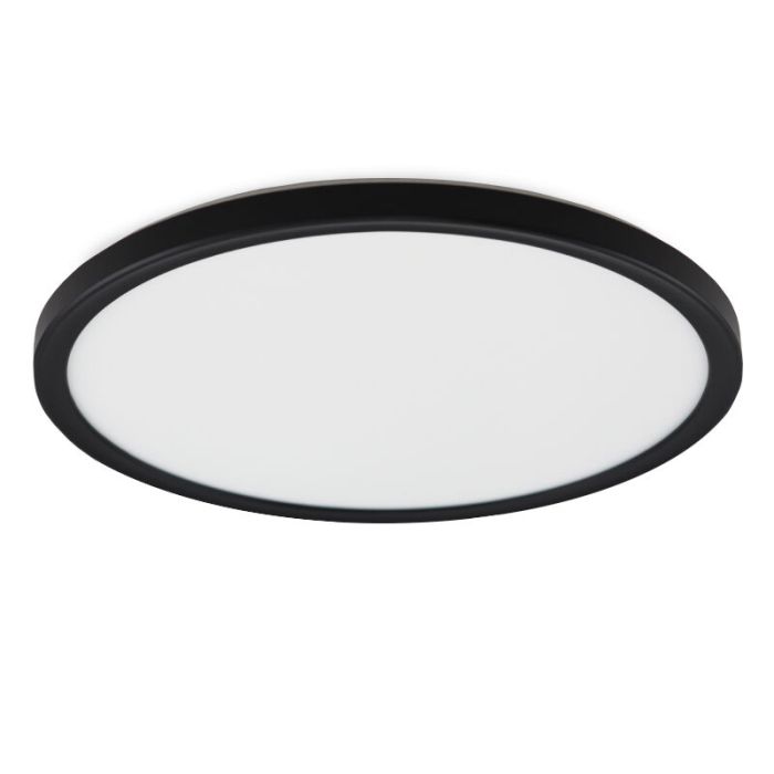 Plastic flush ceiling light black, Shona, 22W, 3000K LED, 3-step dimmable