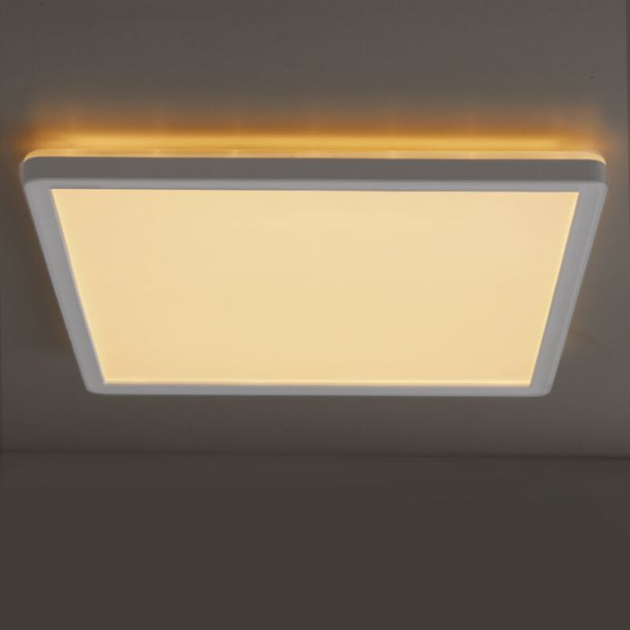 Plastic flush ceiling light white, Shona, 18W, 3000K LED, 3-step dimmable