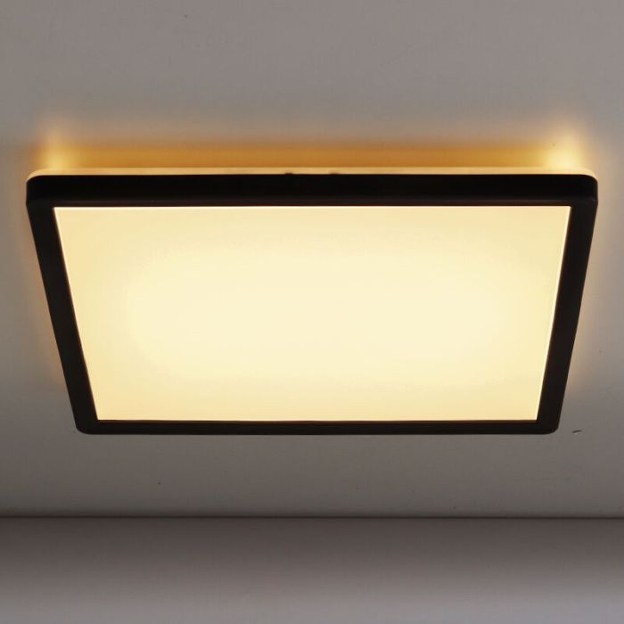 Plastic flush ceiling light black, Shona, 18W, 3000K LED, 3-step dimmable