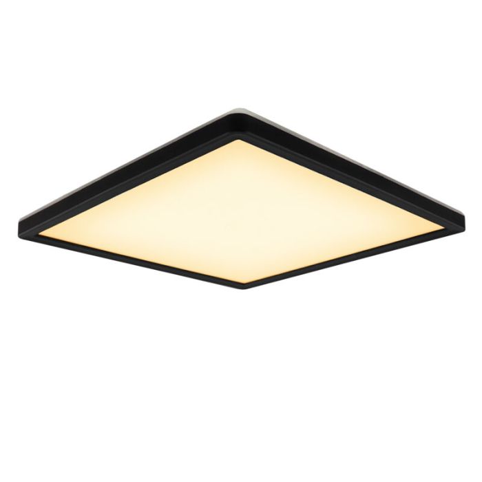 Plastic flush ceiling light black, Shona, 18W, 3000K LED, 3-step dimmable