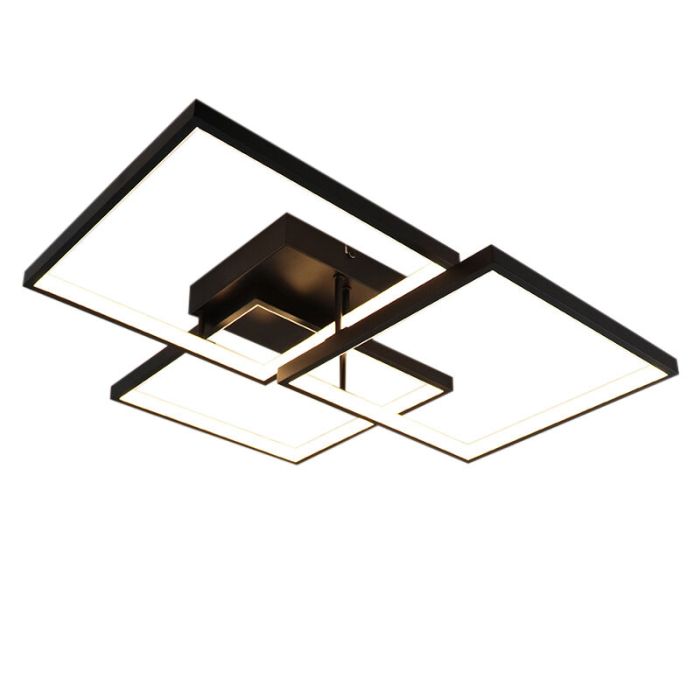 Modern flush ceiling light black, Giorgio, 38W, 2700K LED, 3-step dimmable