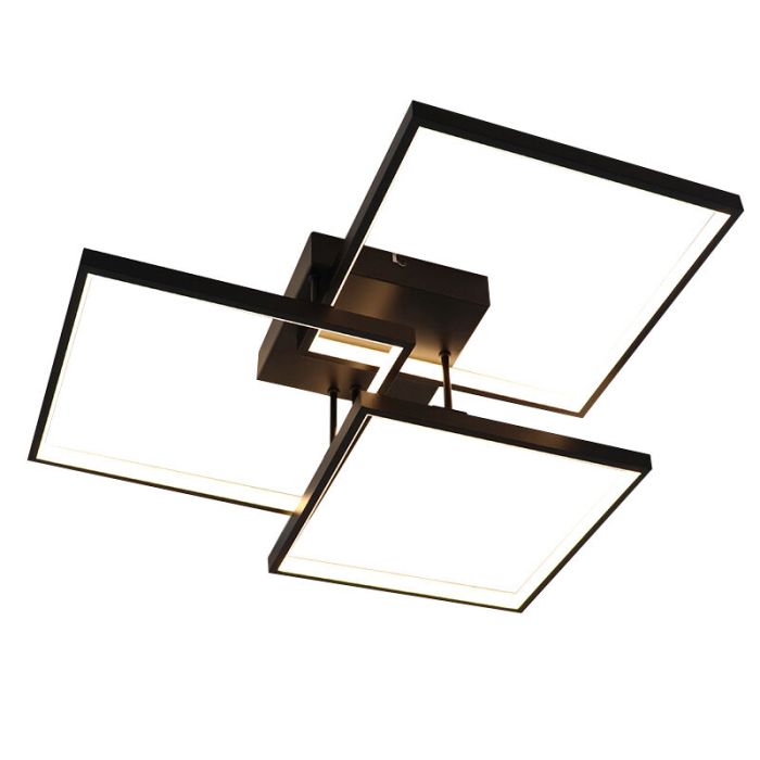 Modern flush ceiling light black, Giorgio, 38W, 2700K LED, 3-step dimmable