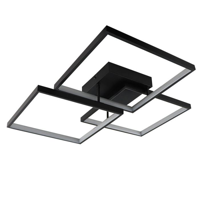 Modern flush ceiling light black, Giorgio, 38W, 2700K LED, 3-step dimmable