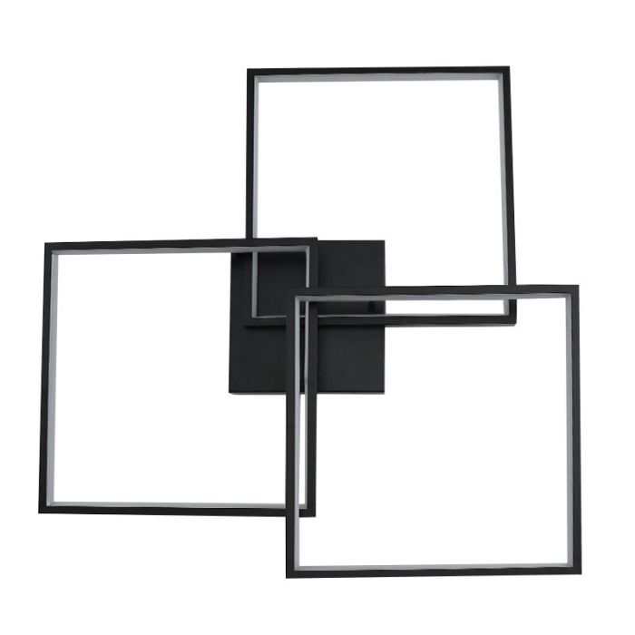 Modern flush ceiling light black, Giorgio, 38W, 2700K LED, 3-step dimmable