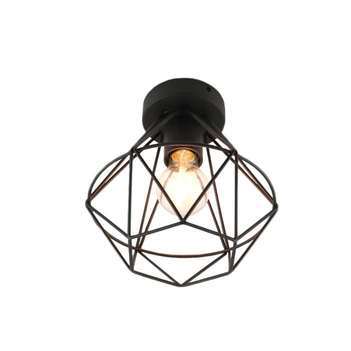 Industrial flush ceiling light black, Jochem