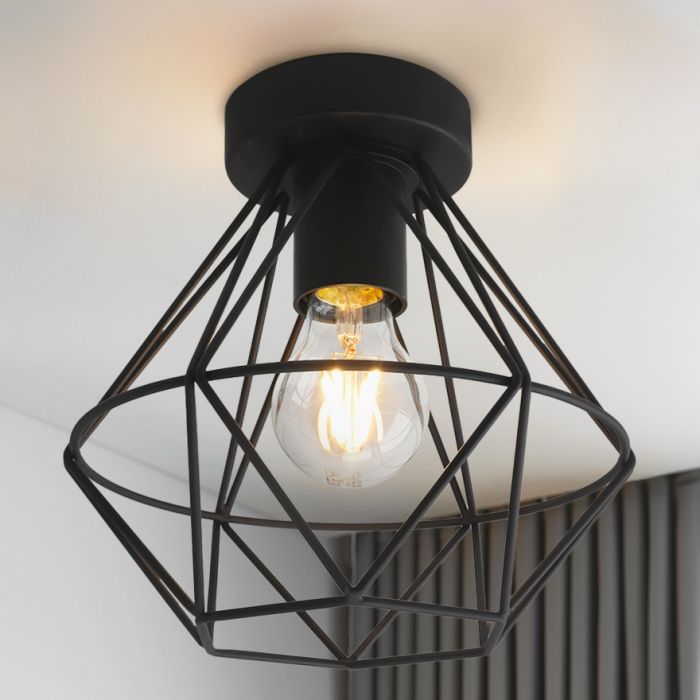 Industrial flush ceiling light black, Jochem