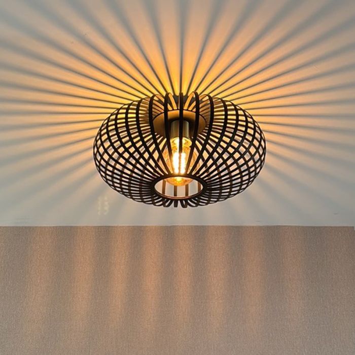 Industrial flush ceiling light gold, Lieve