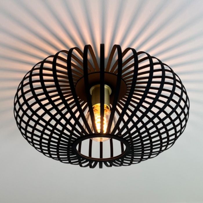 Industrial flush ceiling light gold, Lieve