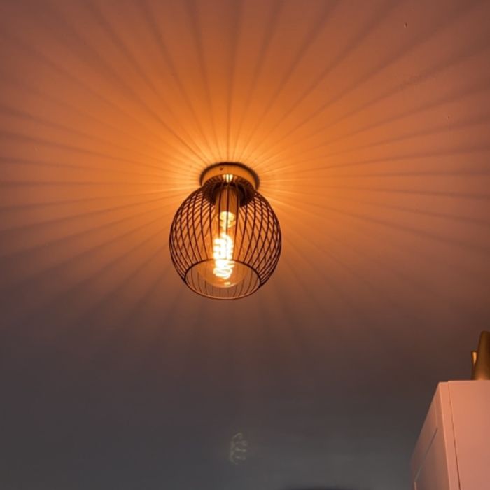 Industrial flush ceiling light gold, Wiro