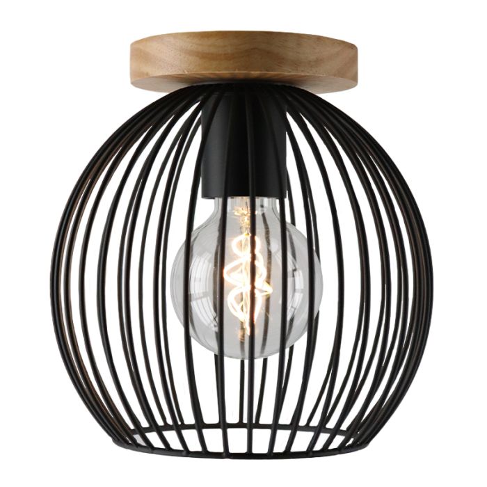 Wood flush ceiling light brown, Wiro