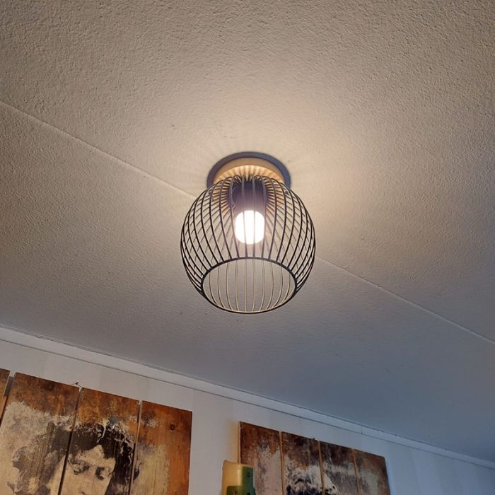 Wood flush ceiling light brown, Wiro