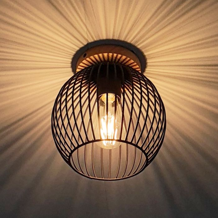 Wood flush ceiling light brown, Wiro