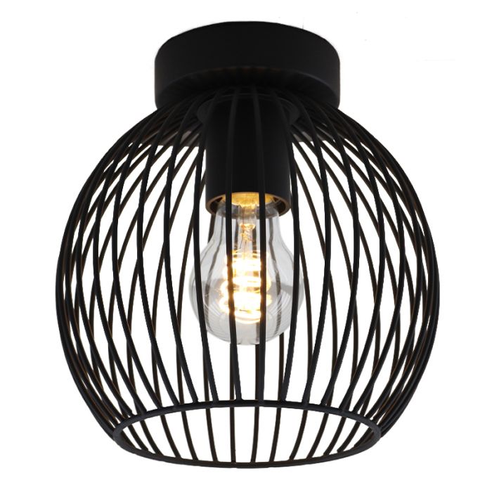 Industrial flush ceiling light black, Wiro