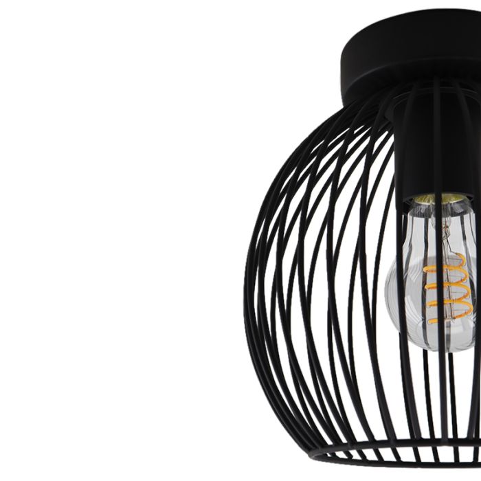 Industrial flush ceiling light black, Wiro