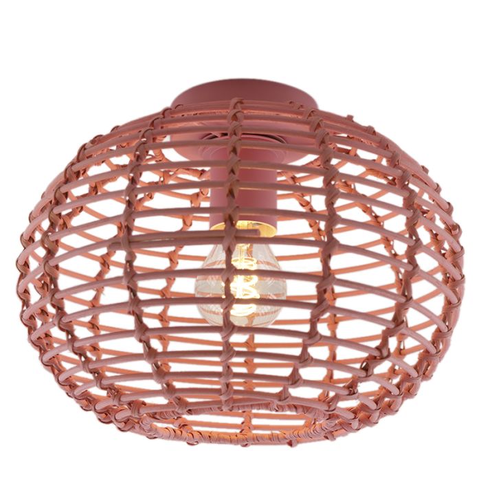 Rattan ceiling light pink, Roza
