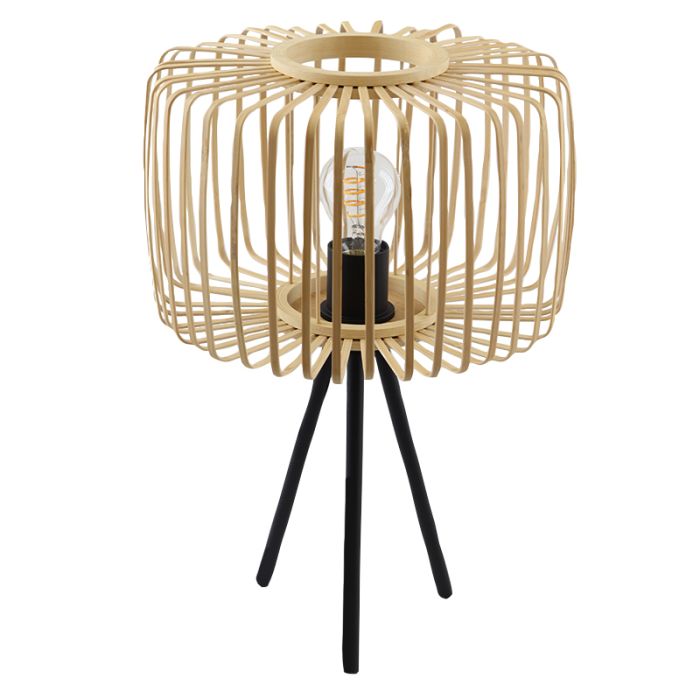Bamboo table lamp brown, Tina, with switch