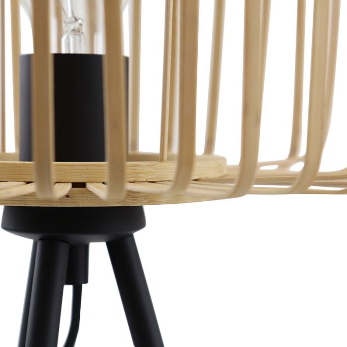 Bamboo table lamp brown, Tina, with switch