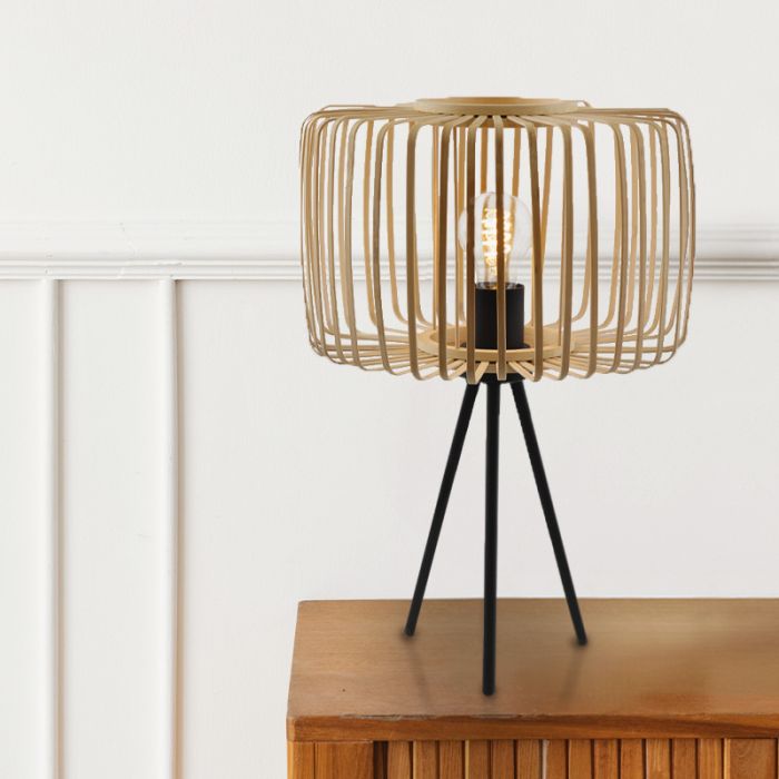 Bamboo table lamp brown, Tina, with switch