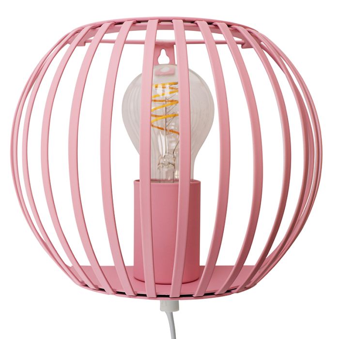 Industrial wall light pink, Lieve, with switch