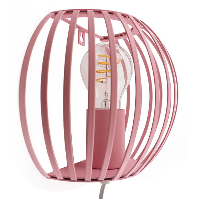 Industrial wall light pink, Lieve, with switch