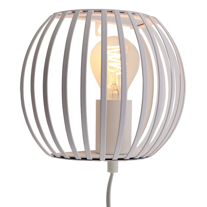 Industrial wall light white, Lieve, with switch