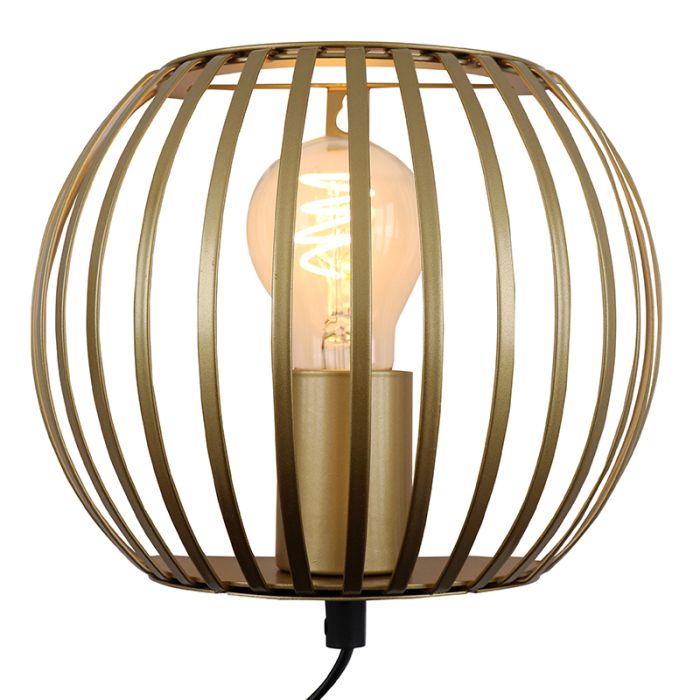 Industrial wall light gold, Lieve, with switch