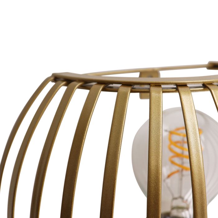 Industrial wall light gold, Lieve, with switch