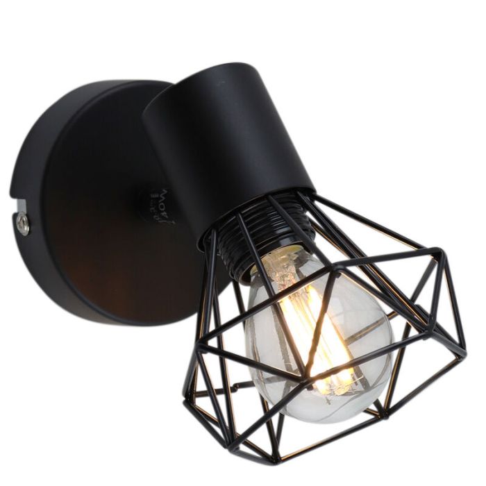 Industrial wall spotlight black, Jaylano