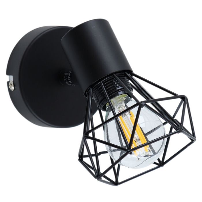 Industrial wall spotlight black, Jaylano