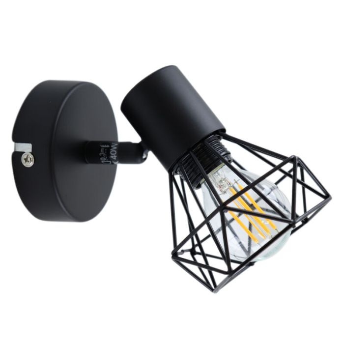 Industrial wall spotlight black, Jaylano