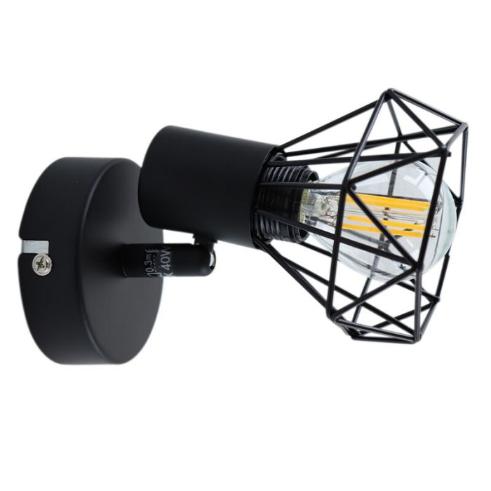 Industrial wall spotlight black, Jaylano