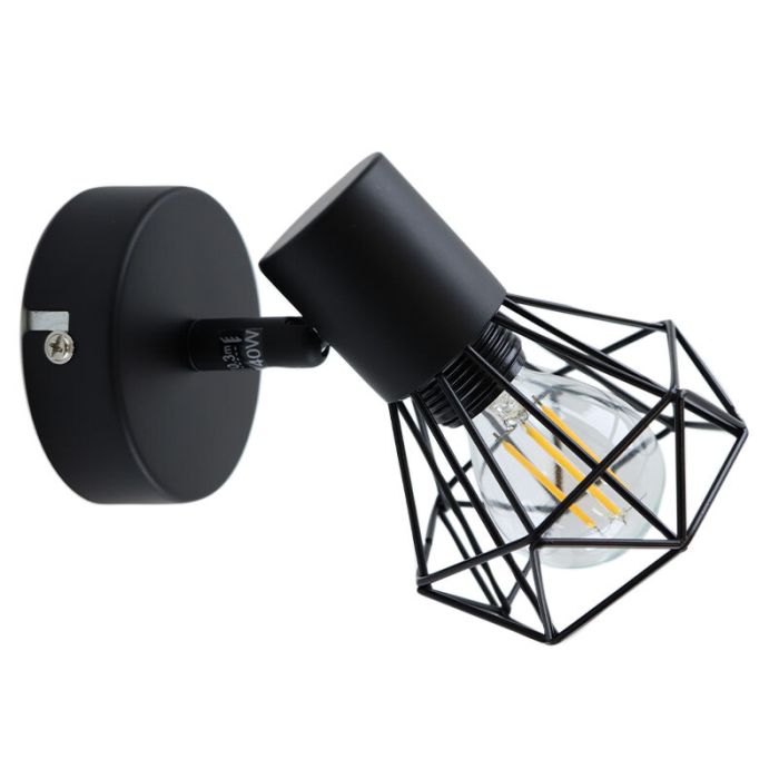 Industrial wall spotlight black, Jaylano