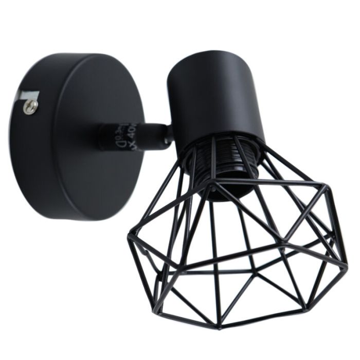 Industrial wall spotlight black, Jaylano