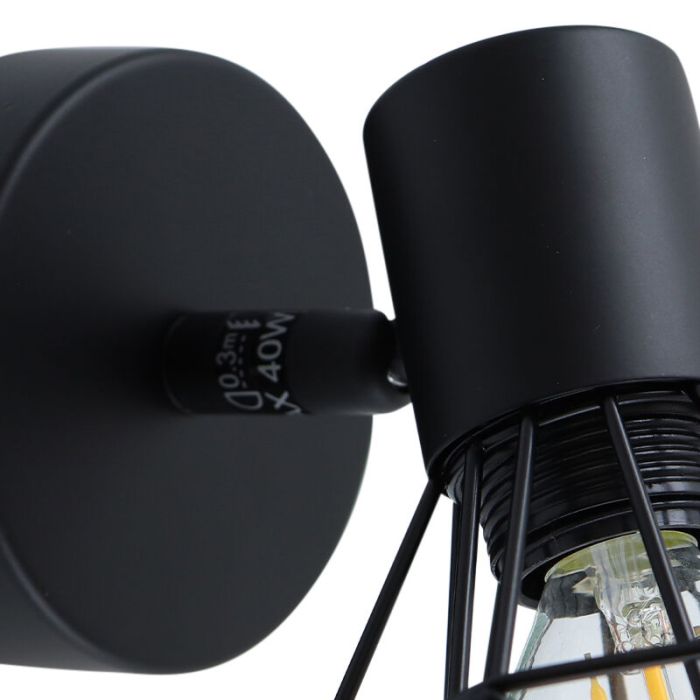 Industrial wall spotlight black, Jaylano