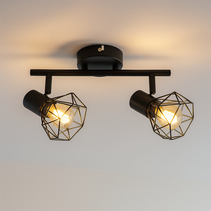 Industrial ceiling spotlight black, Jaylano