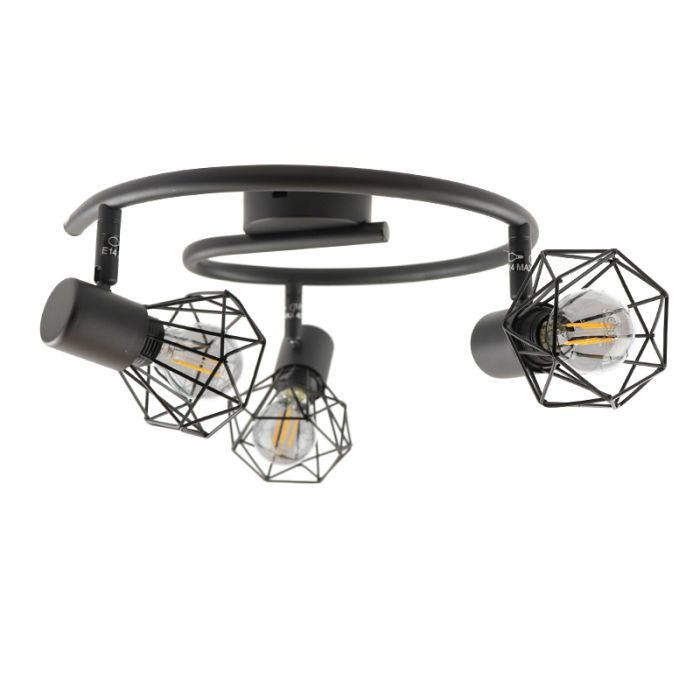 Industrial ceiling spotlight black, Jaylano