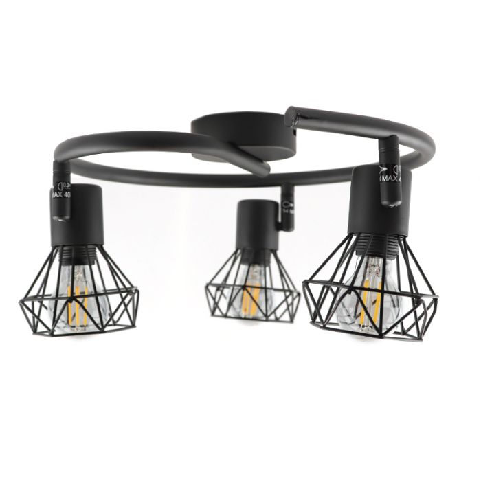 Industrial ceiling spotlight black, Jaylano