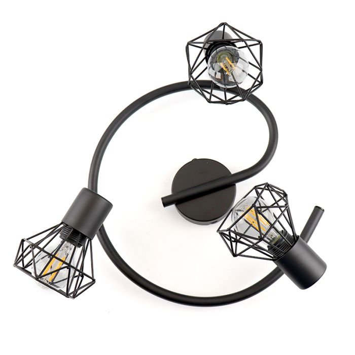 Industrial ceiling spotlight black, Jaylano