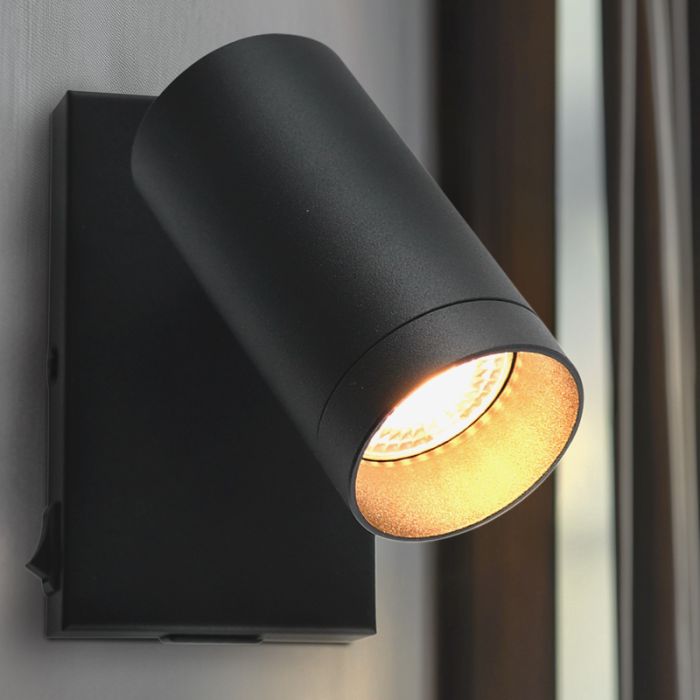 Modern wall spotlight black, Nadi, with switch