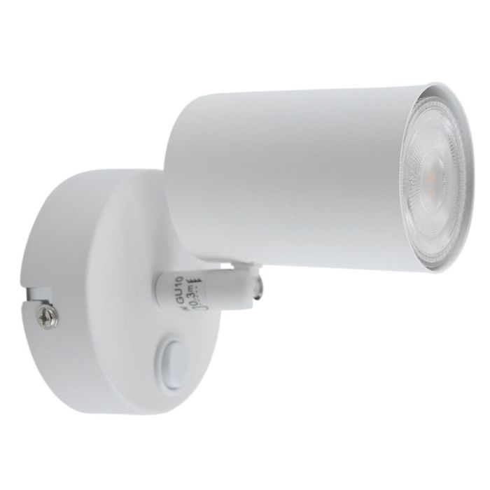 Modern wall spotlight white, Elena, with switch