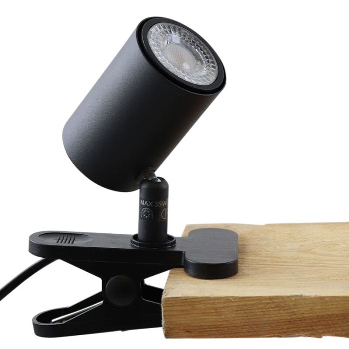 Modern clip spotlight black, Elena, with switch