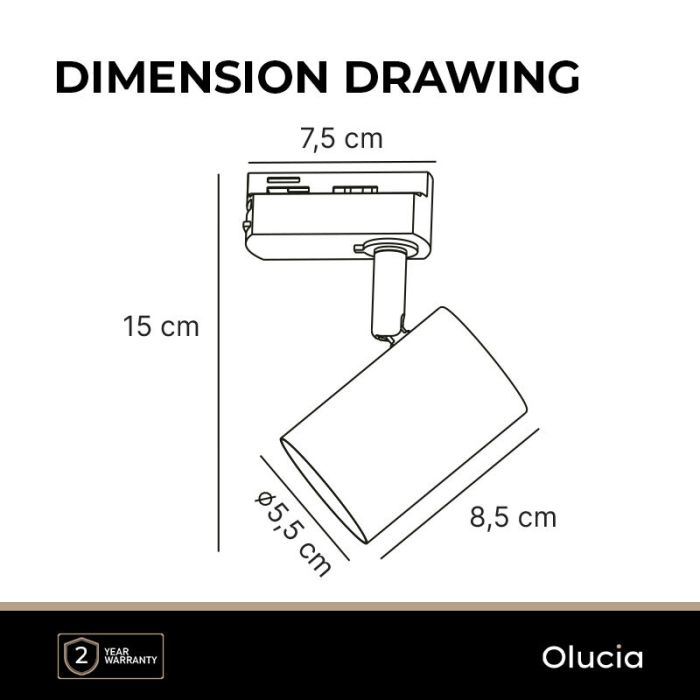 Modern 1 phase track lighting spotlight brass, Elena